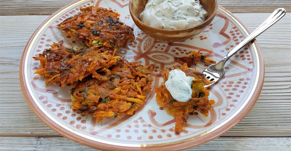 Zero Waste Rezept - Süßkartoffelrösti mit Koriander-Dip